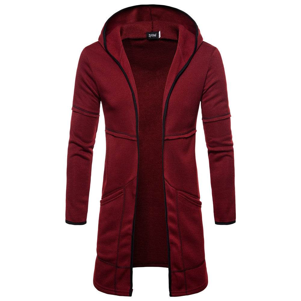 Mid-length men's hoodie with zipper - Mubimart
