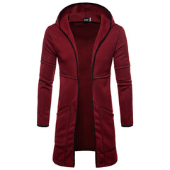 Mid-length men's hoodie with zipper