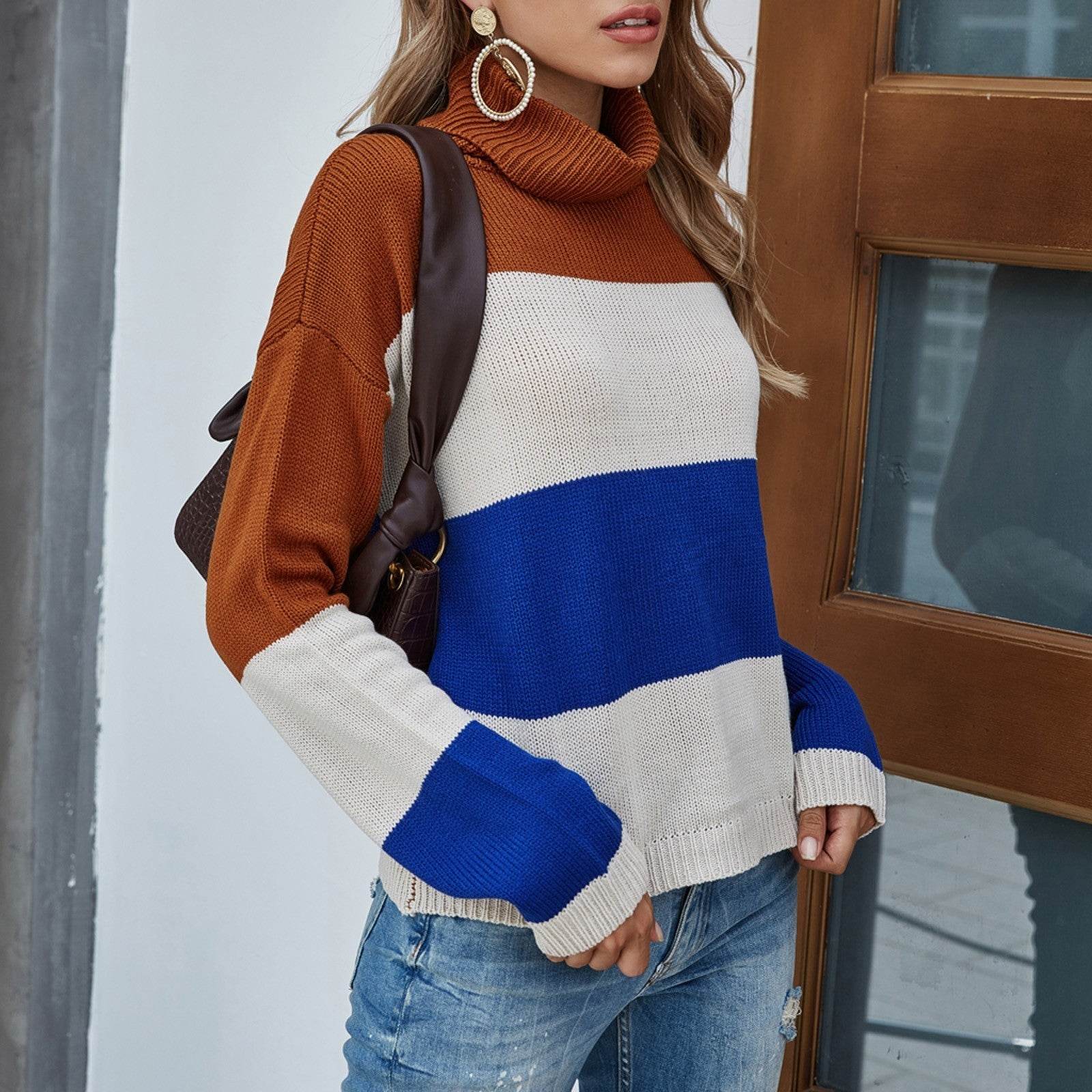 Striped turtleneck sweater - Mubimart