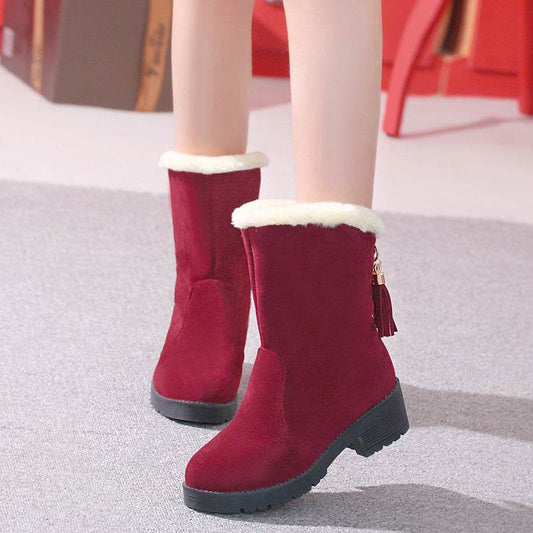 Fashion snow boots round toe boots - Mubimart
