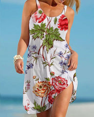 Women's Fashion Floral Print Slip Dress - Mubimart -  