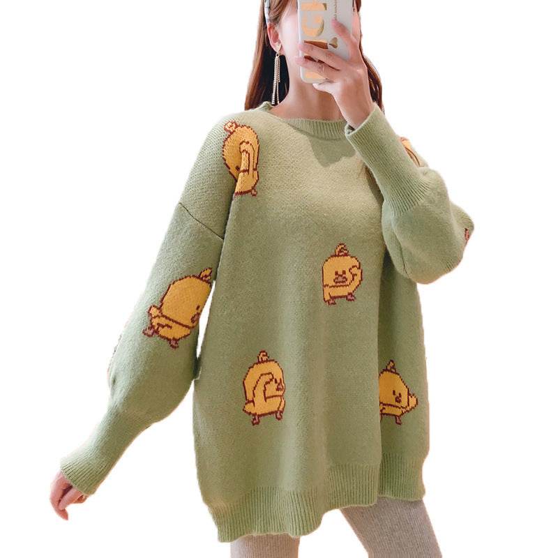 Sweater loose top mid-length outing maternity wear - Mubimart
