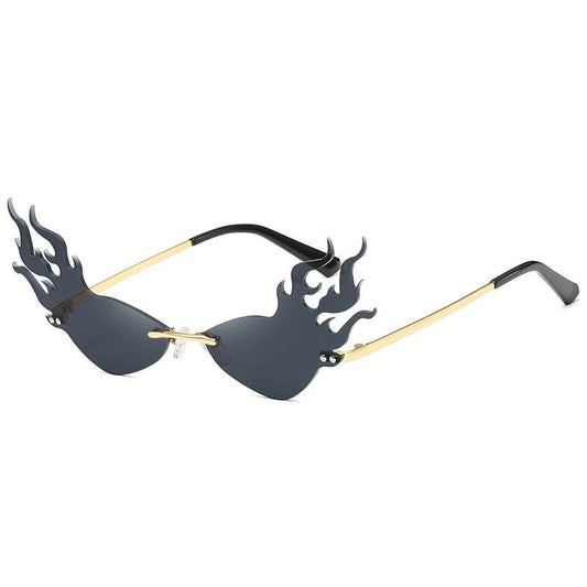 Triangle cat eye flame style sunglasses - Mubimart