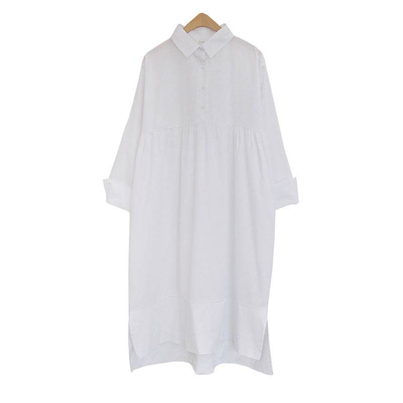 Women's Loose Casual Plus Size Long Sleeve Shirt Dress - Mubimart