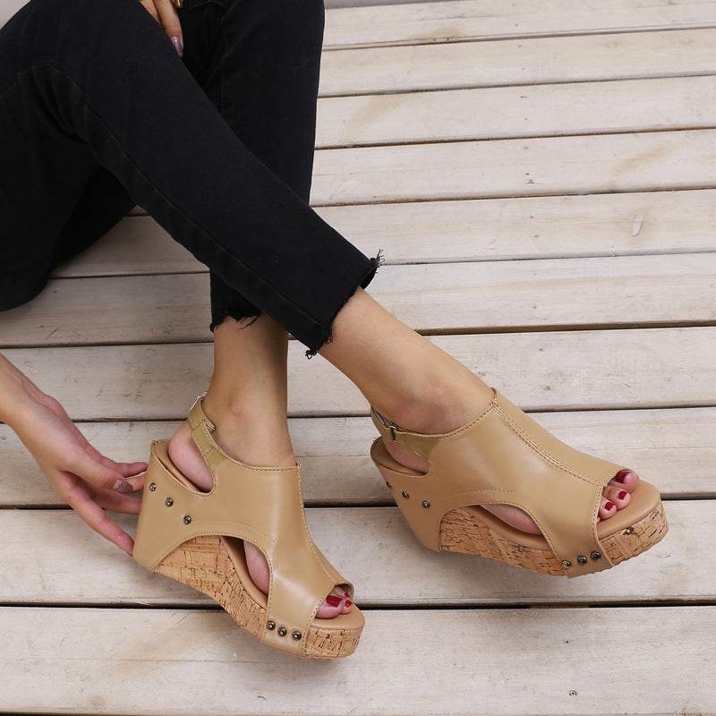 Roman Sandals Female Fish Mouth Thick Bottom Wedges Shoes Women - Mubimart