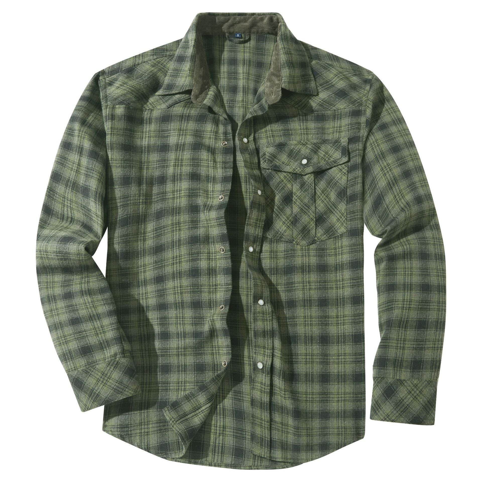 Flannel European And American Retro Pearl Buckle Western Style Long Sleeve Shirt - Mubimart