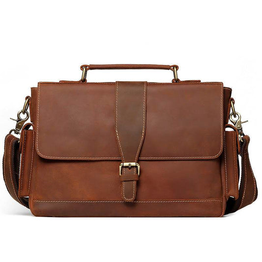 Business leather men's briefcase - Mubimart