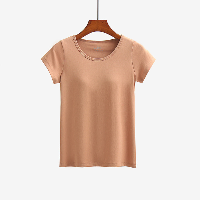 Short-sleeved T-shirt With Chest Pad Bra Home Wear - Mubimart -  