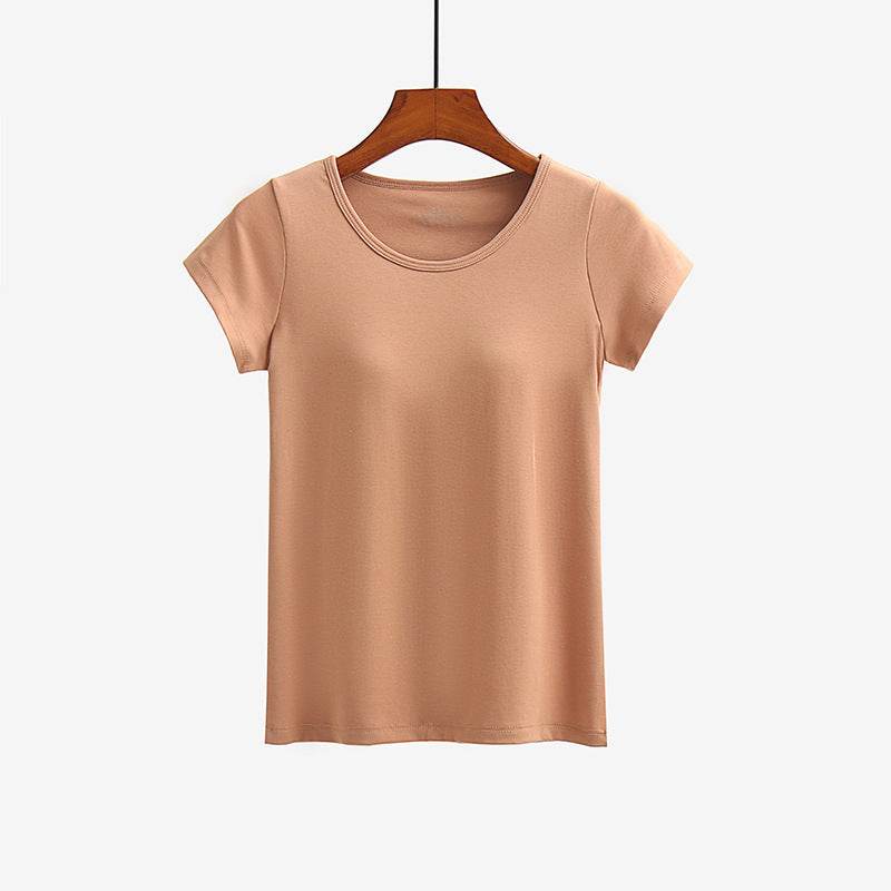 Short-sleeved T-shirt With Chest Pad Bra Home Wear - Mubimart
