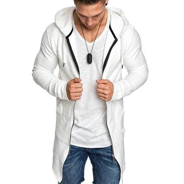 Mid-length men's hoodie with zipper - Mubimart