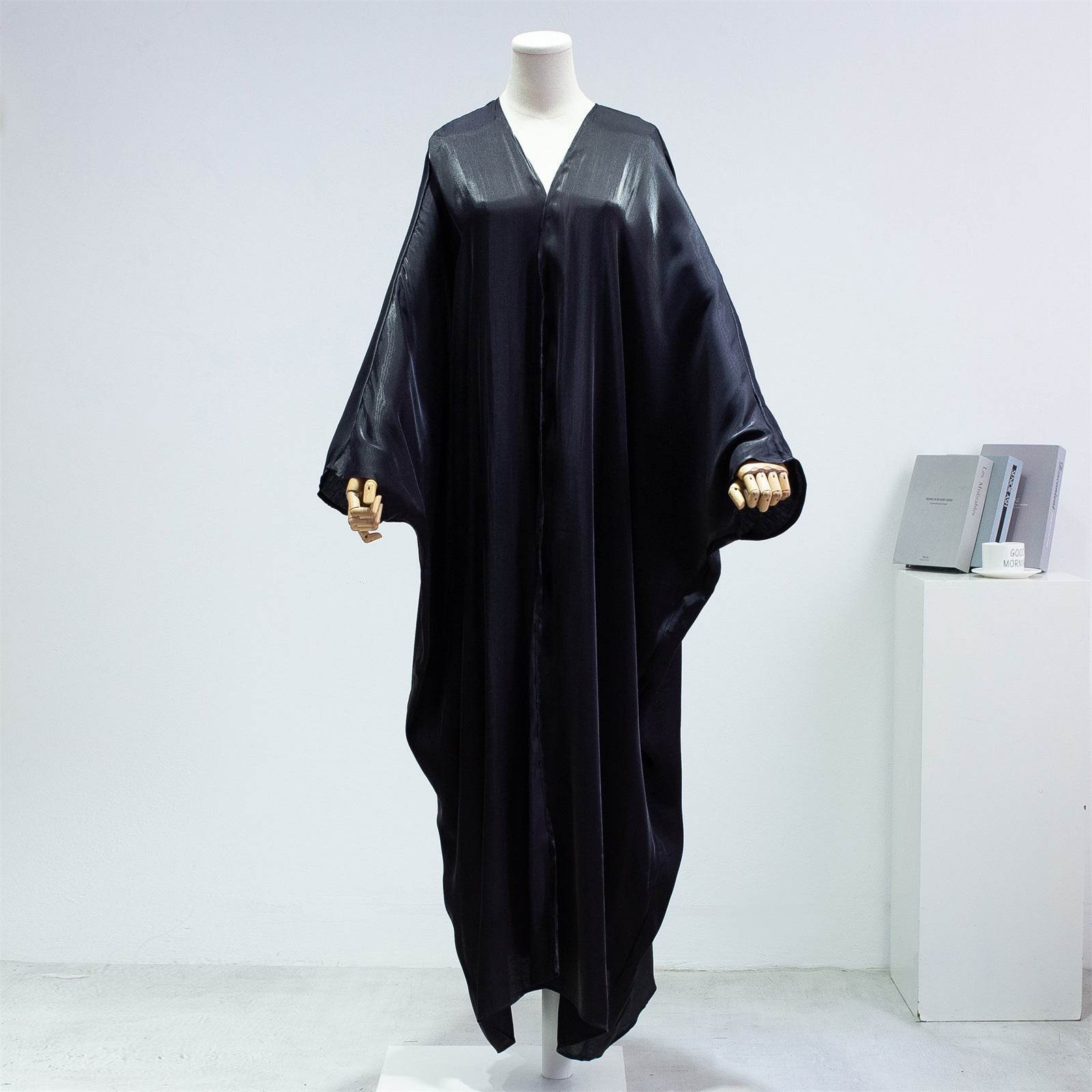 Fashion Casual Bright Silk Cardigan Plus Size Robe Batwing Sleeve - Mubimart