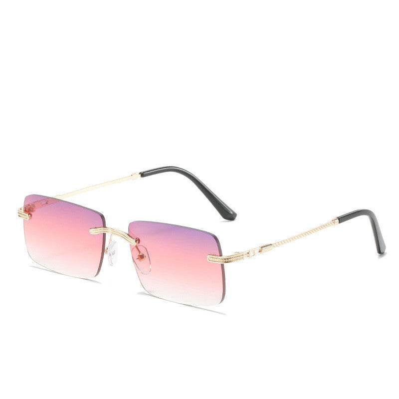 Frameless Square Fashion Sunglasses Men And Women Metal Sunglasses - Mubimart