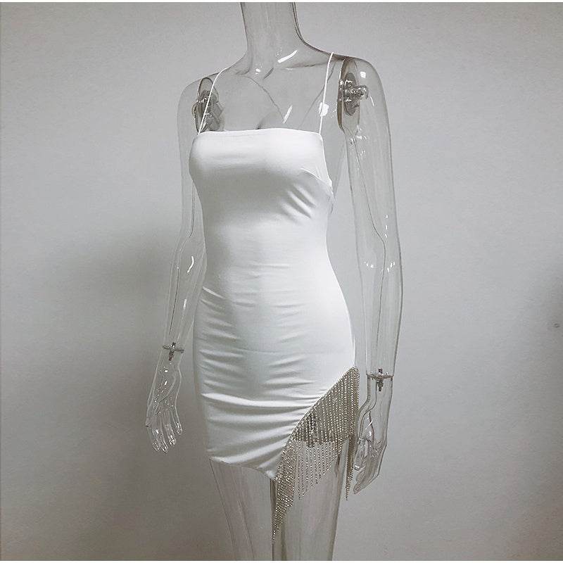 Fringe-paneled sexy camisole dress - Mubimart