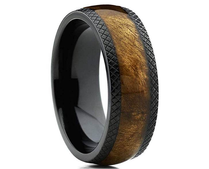 Dome Black Titanium Men Black Wedding ring ring - Mubimart