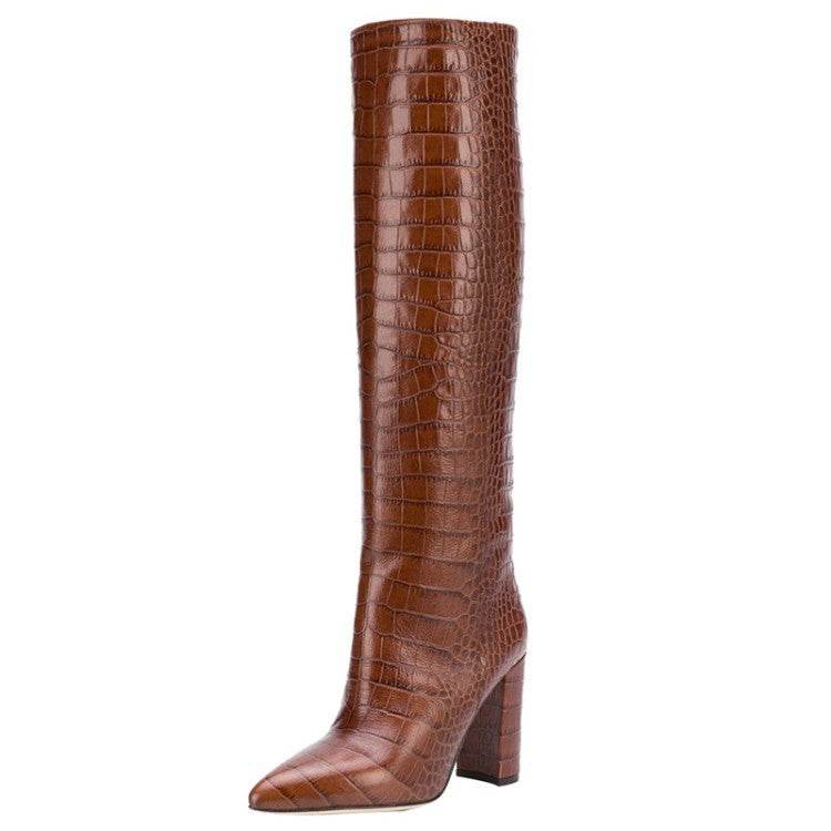 Large chunky boots for high boots for women - Mubimart
