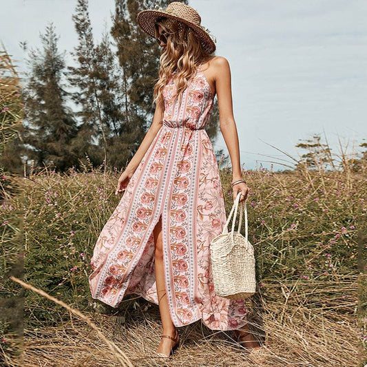SleevelessBackless Midi Lace Up Dress - Mubimart