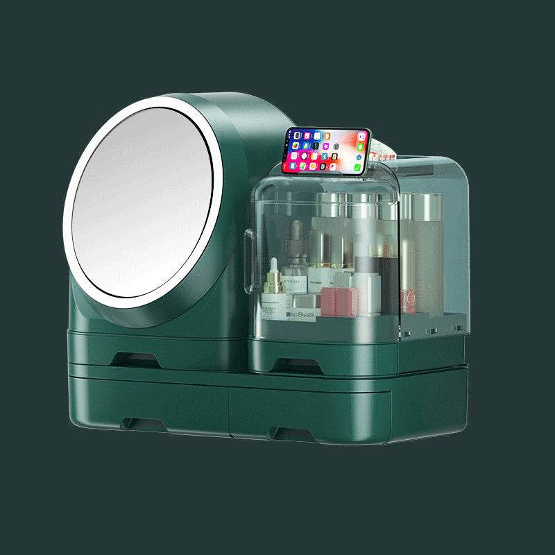 Desktop Makeup Organizer Dustproof With Mirror - Mubimart