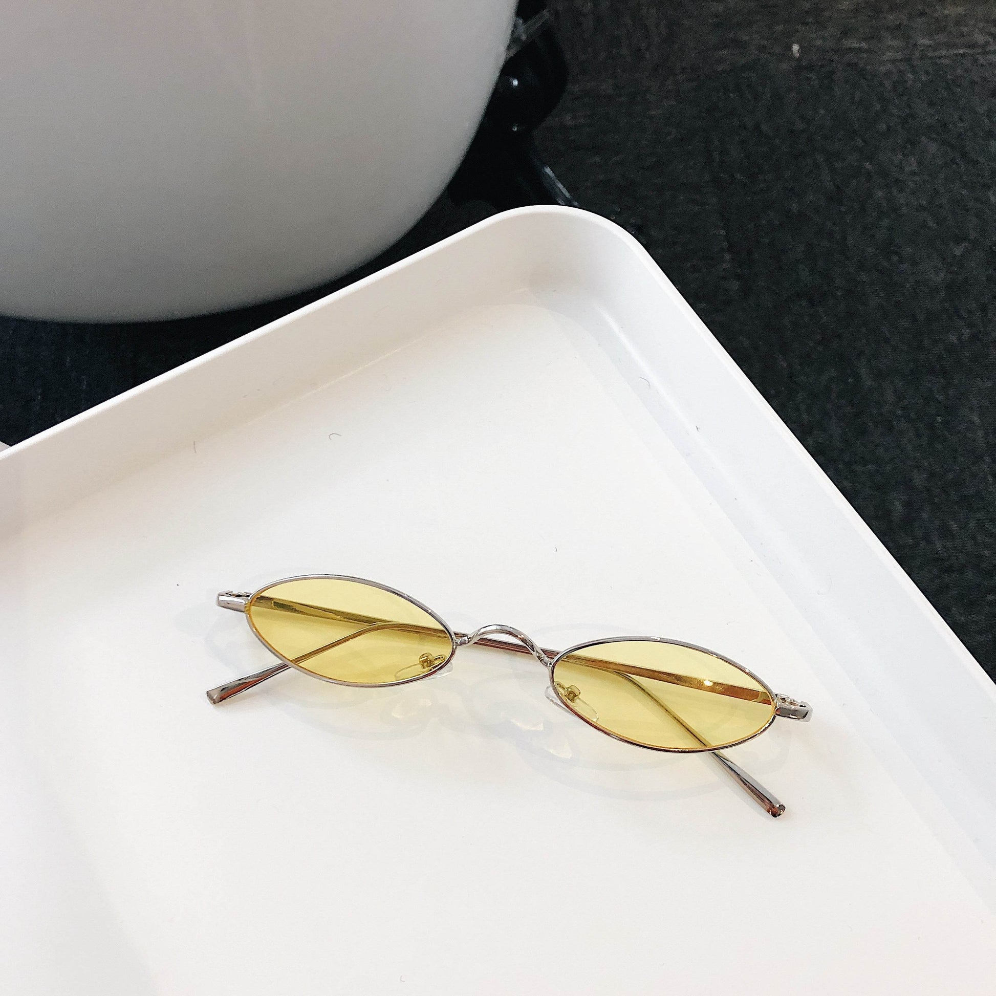 Retro Cat Eye Sunglasses Women Yellow Red Lens Sun Glasses - Mubimart