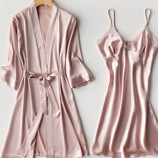 Two-piece suspender nightgown - Mubimart