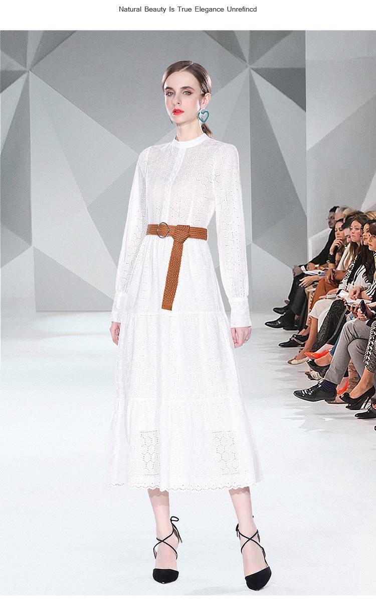 Women's French Hollow Heavy Work Embroidery Dress - Mubimart
