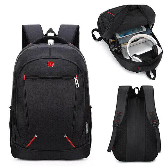 Mens Black Large Backpack Rucksack - Outdoor Sport Work School Travel Hiking Bag - Mubimart