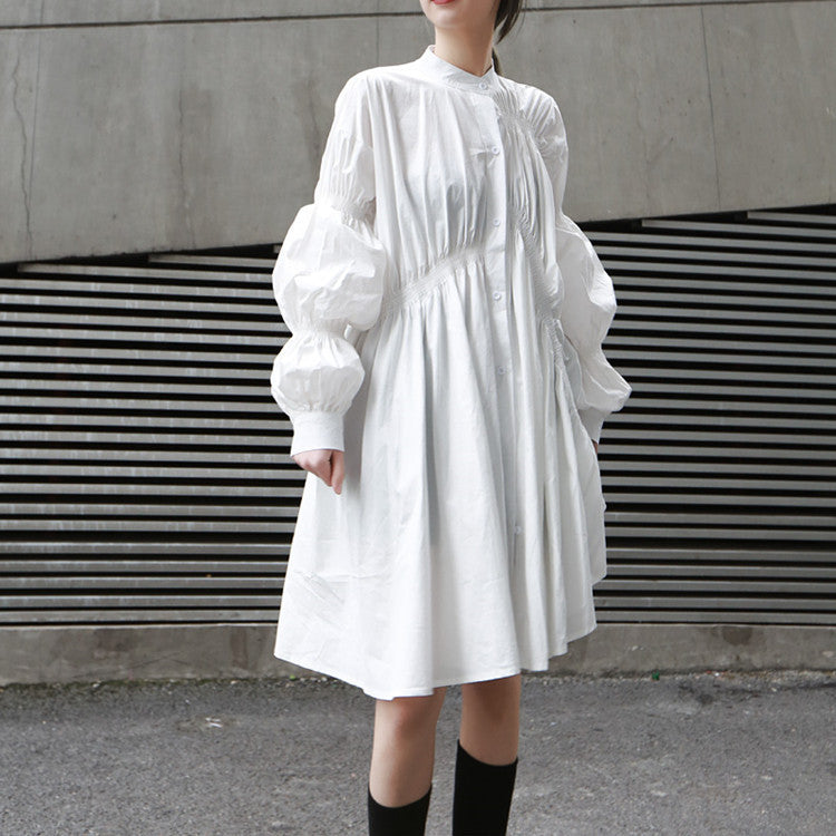 Irregular shirt dress - Mubimart -  