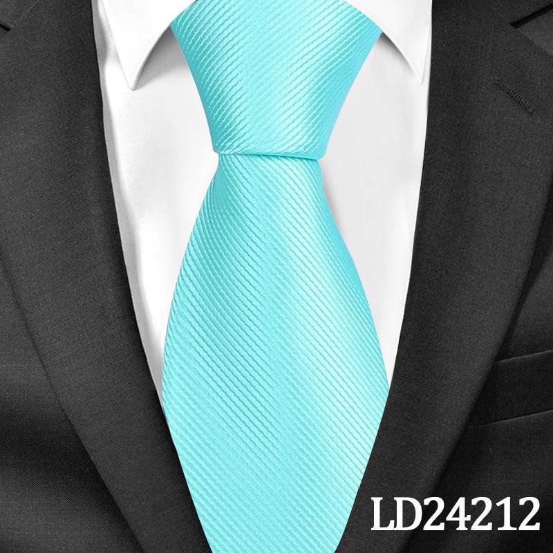Pinstripe Classic Plain Polyester Tie Set Fashion 6cm Solid Color Linen Cotton Necktie Bright Ties Pin Clips Clasp Colourful For Men's Clothing Accessories - Mubimart