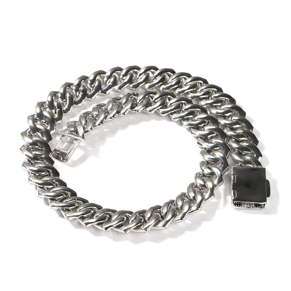 Mens Fashion Personalized Square Zirconium Cuban Bracelet Necklace - Mubimart