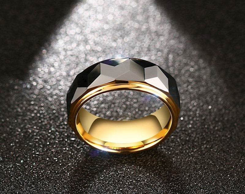 Tungsten steel gold ring - Mubimart