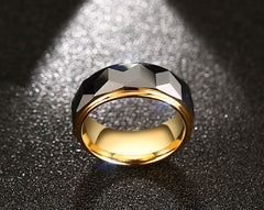 Tungsten steel gold ring