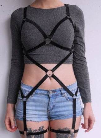 New fashion pastel goth O ring strap bust garter belt - Mubimart