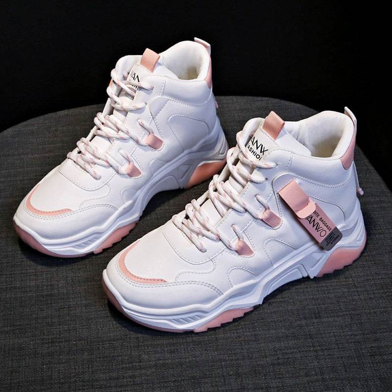 High-top sneakers, white shoes, women - Mubimart