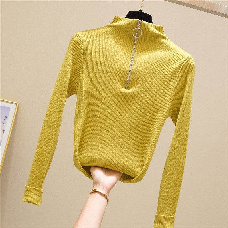 Zip-up tight sweater - Mubimart