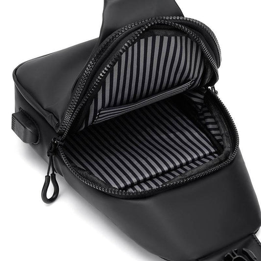 Black Sling Crossbody Backpack Shoulder Bag For Men Chest Bag - Mubimart