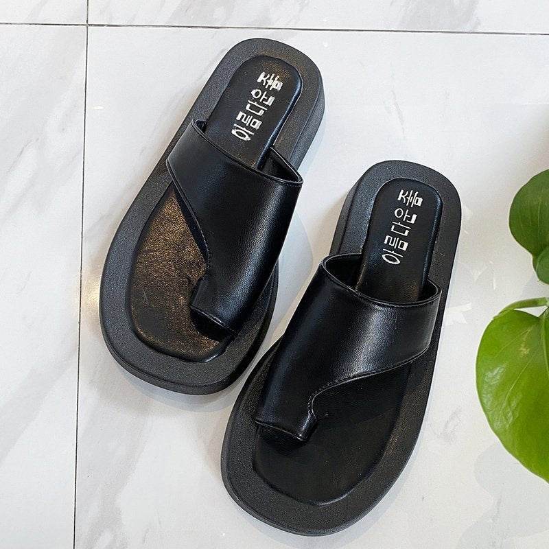 Flat-bottomed Beach Flip Flops - Mubimart