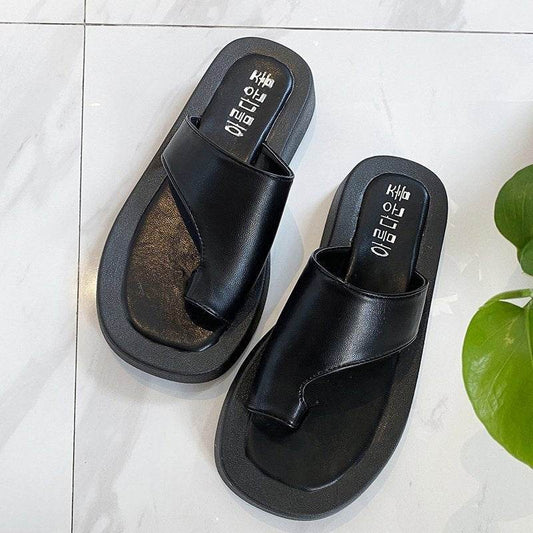 Flat-bottomed Beach Flip Flops - Mubimart