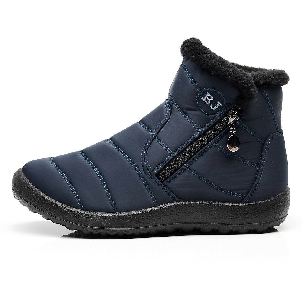 Side Zipper Mid-calf Widened Waterproof Plus Size Snow Boots - Mubimart