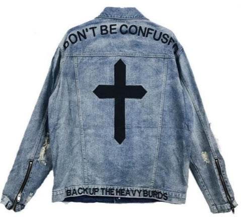 Embroidered denim jacket - Mubimart