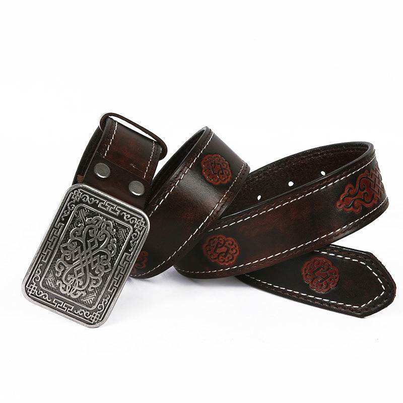 Auspicious Pattern Embossing Of Men's And Women's Belts - Mubimart