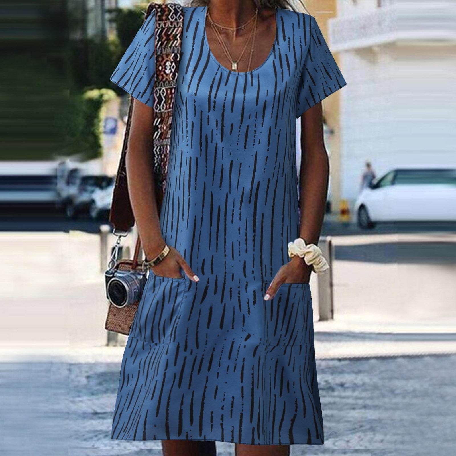 Women's Fashion Simple Casual Plus Size T-Shirt Dress - Mubimart