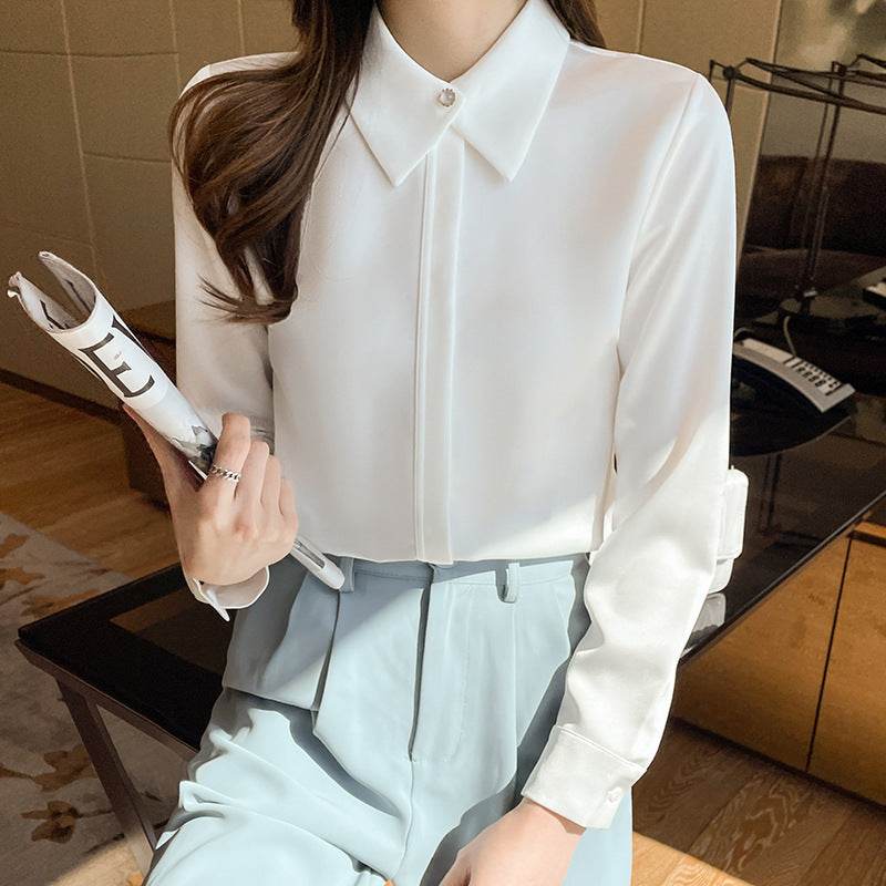 Business Chiffon Blouse Women Long Sleeve Tops Outerwear - Mubimart