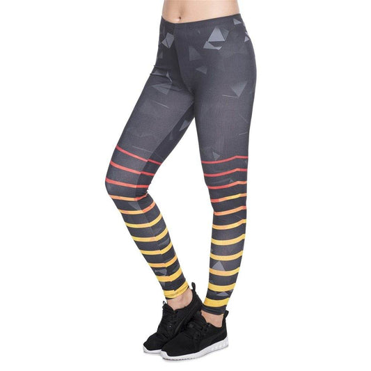 Striped printed Capris Yoga Leggings - Mubimart