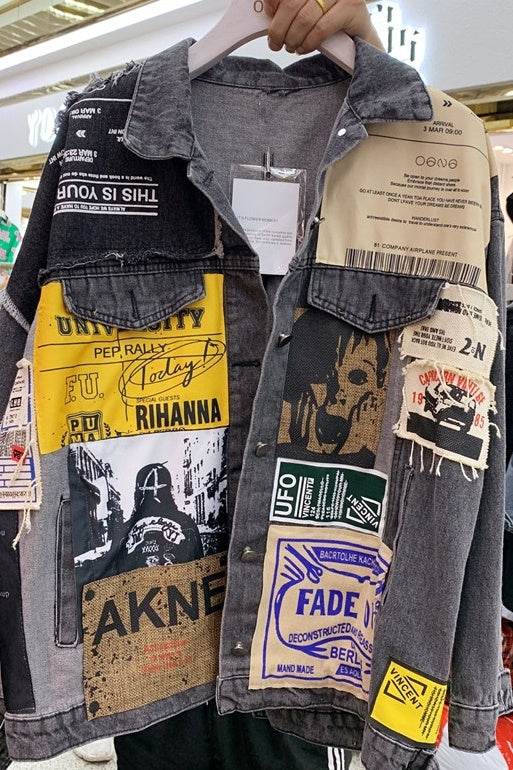 Patchwork denim jacket - Mubimart
