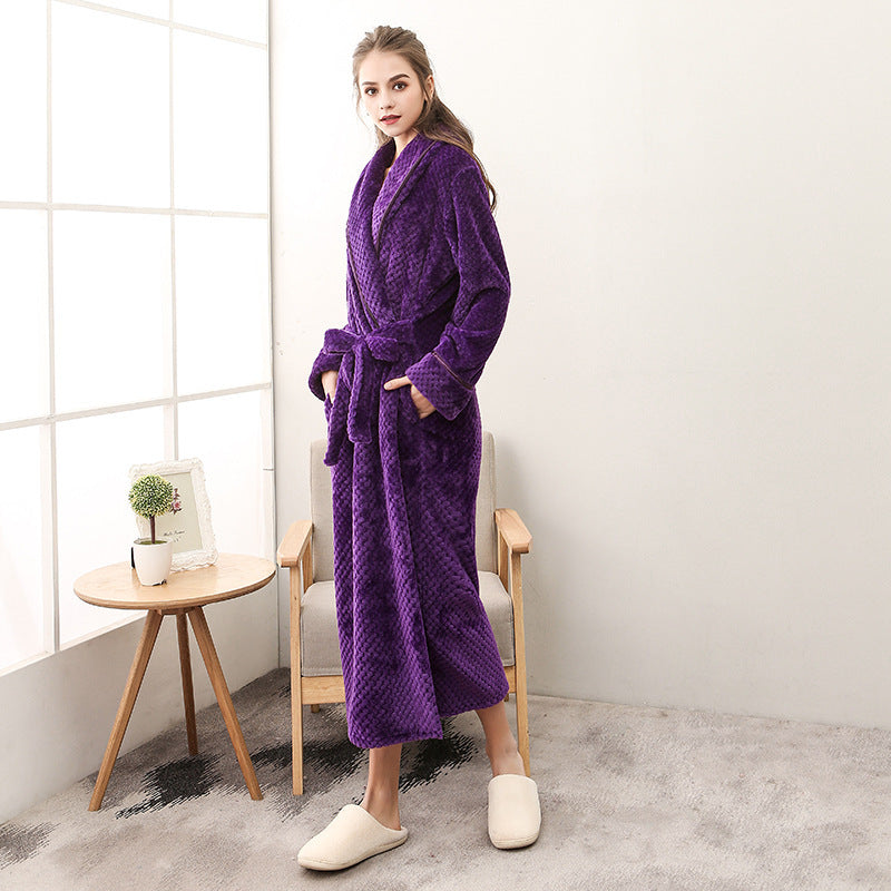 Winter Women Night Gown Couple Robe Men Bathrobe - Mubimart -  