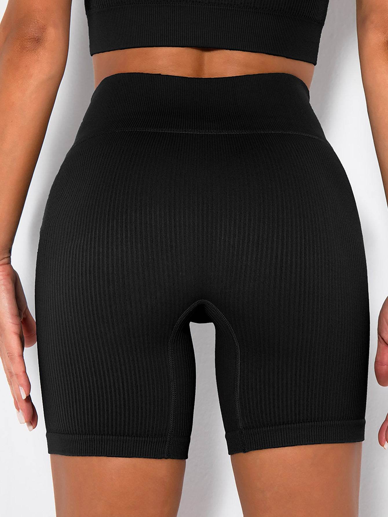 Yoga Shorts Ribbed Seamless Workout High Waist Athletic Leggings Suitable For Yoga Fitness, Workout Shorts Yoga Seamless Ribbed High Waisted Spandex Booty Biker Shorts - Mubimart