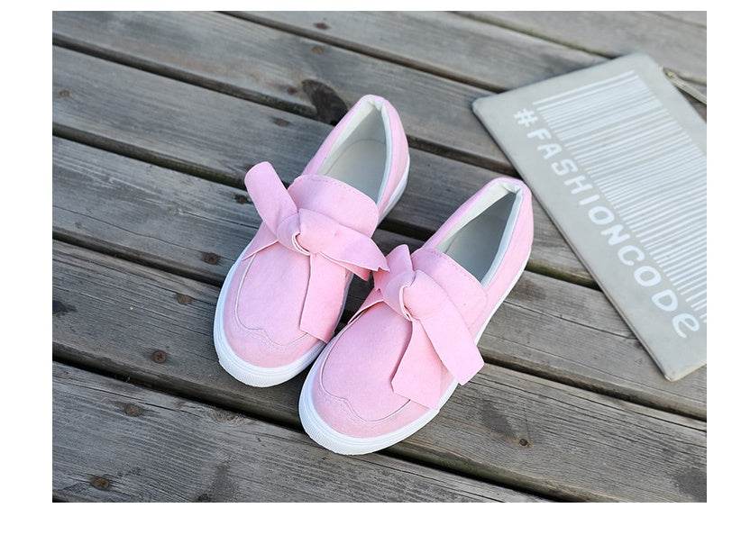 Women Nubuck Loafers Casual Bowknot Shoes - Mubimart