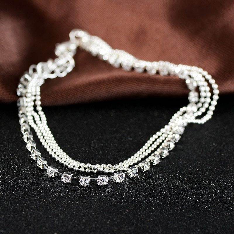 HHYDE 1PC Multilayer Crystal Anklet Foot Chain Summer Bracelet Charm Anklets Beach Foot Wedding Jewelry Gift Enkelbandje - Mubimart