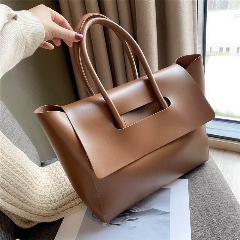 Fashion Women Shoulder Bags Large Capacity Handbags Simple Retro Tote Bags Solid Color Famous Brand High Quality Bags - Mubimart