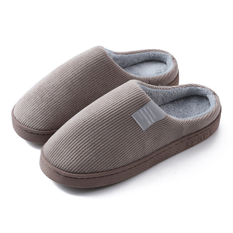 Indoor Corduroy Shoes Warm Plush Home Slipper Anti Slip Floor Bedroom Shoes Autumn Winter - Mubimart -  