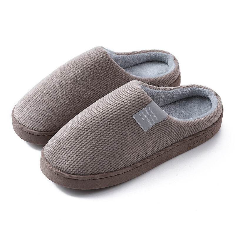 Indoor Corduroy Shoes Warm Plush Home Slipper Anti Slip Floor Bedroom Shoes Autumn Winter - Mubimart